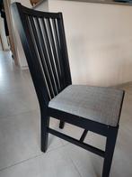 Zwarte houten stoel met grijze bekleding, Maison & Meubles, Chaises, Noir, Bois, Cinq, Six Chaises ou plus, Utilisé