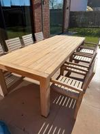 Tuinset in teak - tafel en 10 stoelen, Ophalen, Zo goed als nieuw