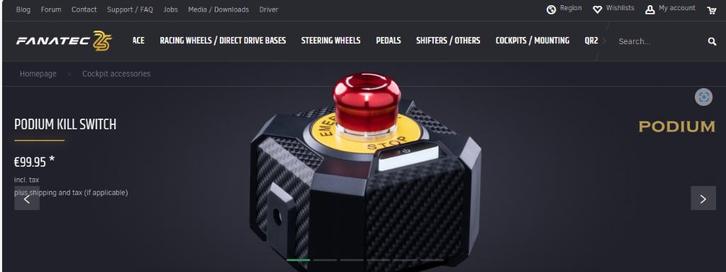 Fanatec Podium Kill Switch and Remote Power Button FANATEC, Computers en Software, Joysticks, Zo goed als nieuw, Ophalen of Verzenden