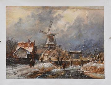 Leickert: Winterlandschap, olieverf reproductie. beschikbaar voor biedingen