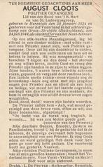 Concentratiekamp GrossStrehlitz 40/45August Cloots Herentals, Verzamelen, Bidprentjes en Rouwkaarten, Ophalen of Verzenden