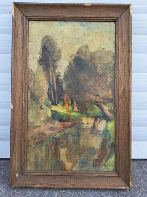 Huile sur carton signe alfred duriau, Antiek en Kunst, Kunst | Schilderijen | Klassiek, Ophalen of Verzenden