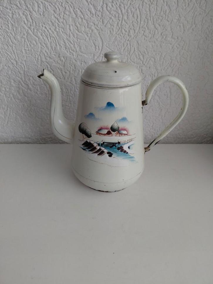 Oude email koffiepot, Antiek en Kunst, Curiosa en Brocante, Ophalen of Verzenden