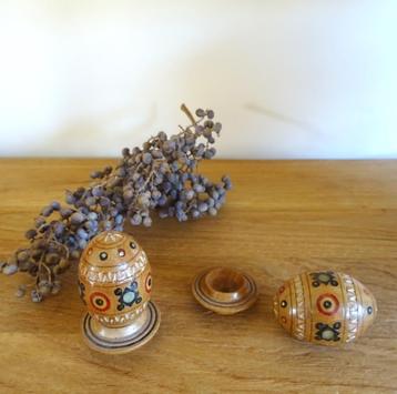 2 œufs Pysanka Pysanky vintage, Ukraine. Bois, fait main