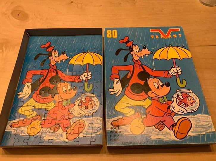 Vieux puzzle en bois, Collections, Disney, Utilisé, Autres types, Mickey Mouse, Enlèvement ou Envoi