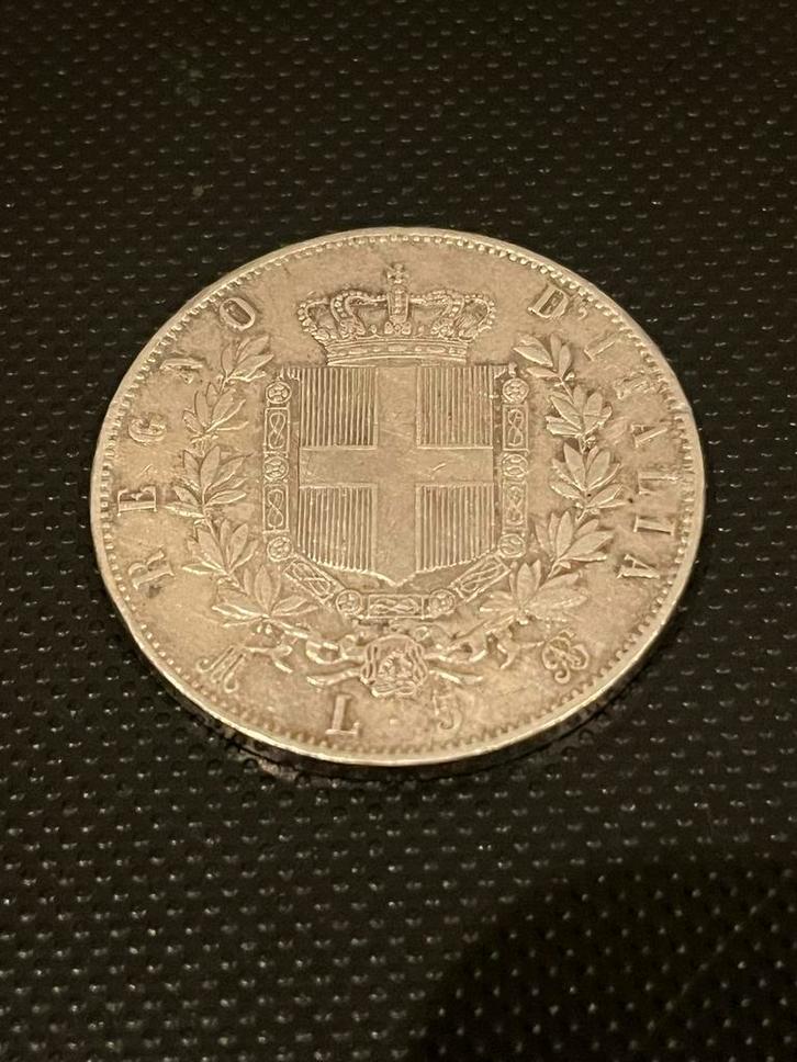 5 LIRE VICTOR EMMANUEL II 1869 MILAAN - zilver, Postzegels en Munten, Munten | België, Zilver, Zilver, Ophalen of Verzenden
