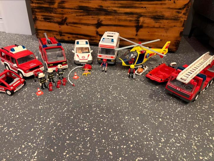 Playmobil brandweer, ambulance, reddingshelikopter, Kinderen en Baby's, Speelgoed | Playmobil, Zo goed als nieuw, Ophalen of Verzenden