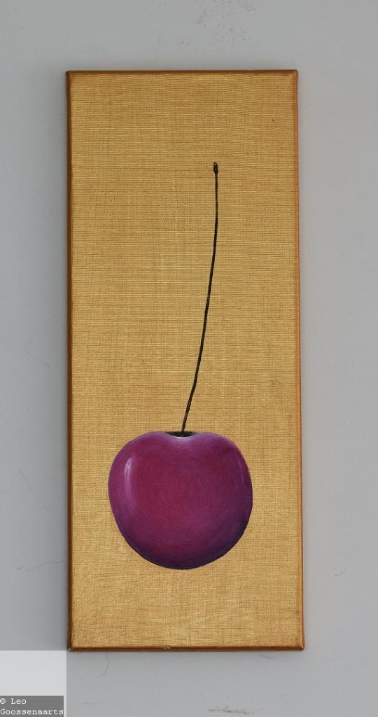 Botanisch schilderij kers, gesigneerd, Antiek en Kunst, Kunst | Schilderijen | Modern, Ophalen of Verzenden