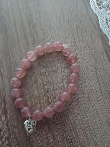 Bracelet en pierres naturelles quartz fraise 