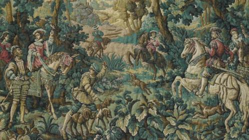 Wandtapijt 17de-eeuws jacht tafereel, Antiek en Kunst, Kunst | Schilderijen | Klassiek, Ophalen of Verzenden