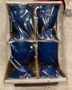Blauwe porseleinen eierdopjes met gezichtje 4 stuks., Diversen, Ophalen of Verzenden, Nieuw
