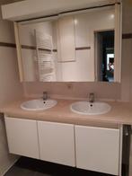 spiegelkast en natuurstenen tablet met 2 lavabos, Huis en Inrichting, Badkamer | Badkamermeubels, Ophalen, Spiegelkast