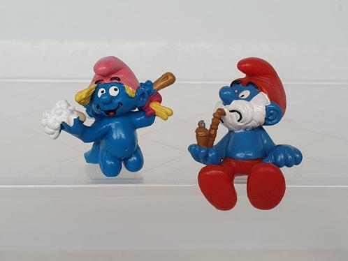 Lot van 2 Smurfen (Schleich, Quick promo) (1), Verzamelen, Smurfen, Gebruikt, Poppetje, Figuurtje of Knuffel, Verschillende Smurfen