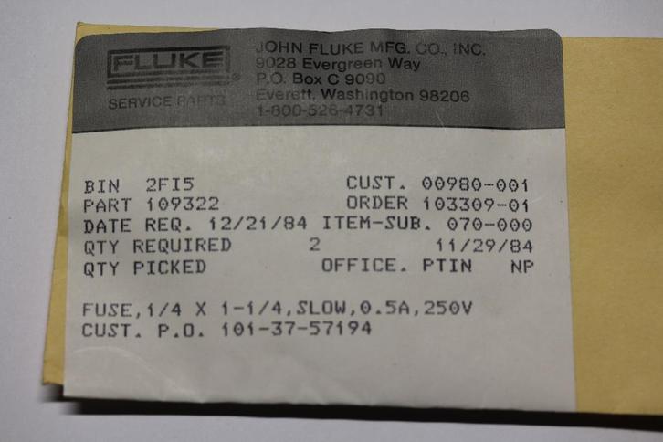 2 fluke reservezekeringen nr 109322, Elektronische apparatuur, Onderdelen en Toebehoren, Nieuw, Ophalen of Verzenden