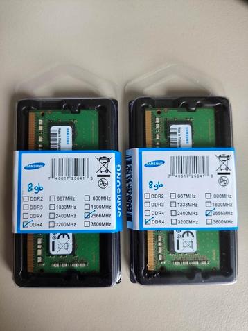 2x Samsung 8GB DDR4 2666MHz SODIMM 1.2V CL19 Laptop RAM, Informatique & Logiciels, DDR4, 8 GB, Comme neuf, Enlèvement