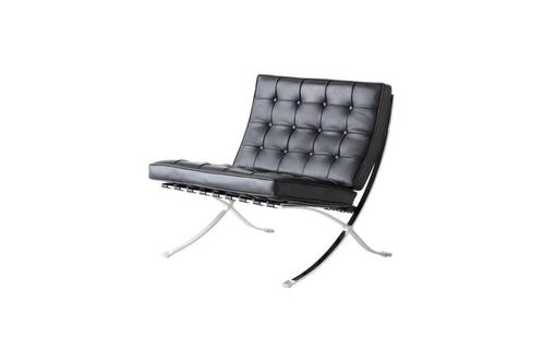 Barcelona Chair Nappa Leder Zwart | Direct leverbaar, Maison & Meubles, Fauteuils, Neuf, Cuir, Métal, 75 à 100 cm, Moins de 75 cm