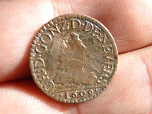 Bodemvondst 17e eeuw muntstuk munt Double Tournois 1609, Postzegels en Munten, Munten | Europa | Niet-Euromunten, Losse munt, Frankrijk