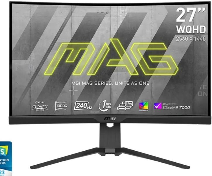 Écran gaming MSI 275CQRXF 240hz - 27’ - WQHD neuf, Computers en Software, Monitoren, Nieuw, 201 Hz of meer, DisplayPort, DVI, HDMI