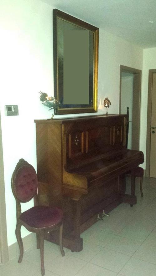 Buffetpiano + 2-persoons pianobank + 2 stoeltjes, Musique & Instruments, Pianos, Utilisé, Piano, Brun, Enlèvement