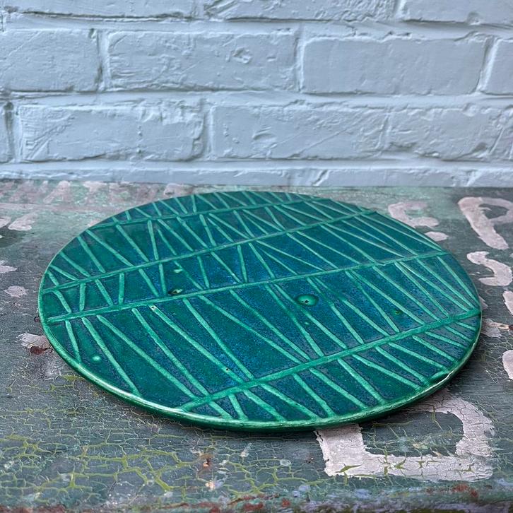 Vintage platte schotel, faïence met nerfstructuur, Antiek en Kunst, Antiek | Keramiek en Aardewerk, Ophalen of Verzenden