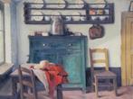 Frans van Giel - mooi hoeveinterieur - olie op doek - c 1960, Antiek en Kunst, Kunst | Schilderijen | Klassiek, Ophalen of Verzenden