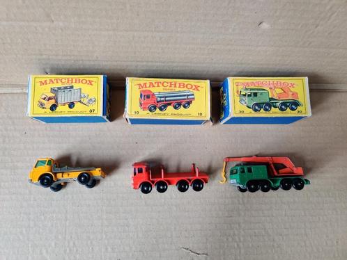 Lot van 3 Matchbox vrachtwagens (nr 10, 30 & 37), Hobby en Vrije tijd, Modelauto's | 1:87, Gebruikt, Bus of Vrachtwagen, Matchbox