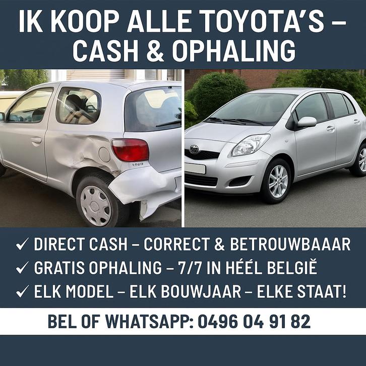 Ik koop ALLE Toyota’s – Cash & Ophaling in heel België!, Auto's, Toyota, Particulier, Corolla, Ophalen