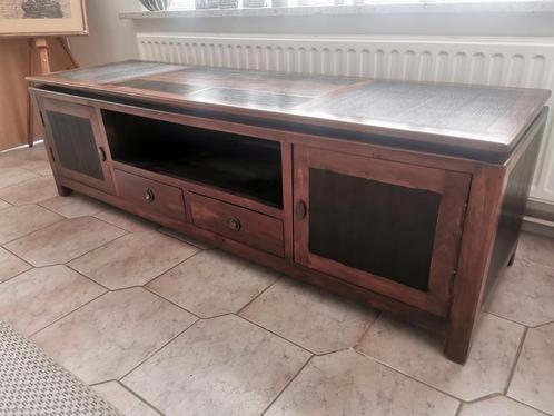 Koloniaal tv meubel 170 cm, Huis en Inrichting, Kasten |Televisiemeubels, Zo goed als nieuw, Teakhout, Ophalen