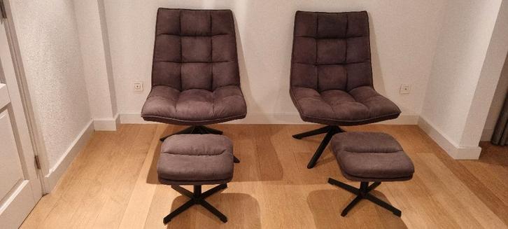 2x Draaifauteuil Matrix en 2x hocker kleur Antraciet, Huis en Inrichting, Fauteuils, Zo goed als nieuw, Metaal, Stof, Ophalen