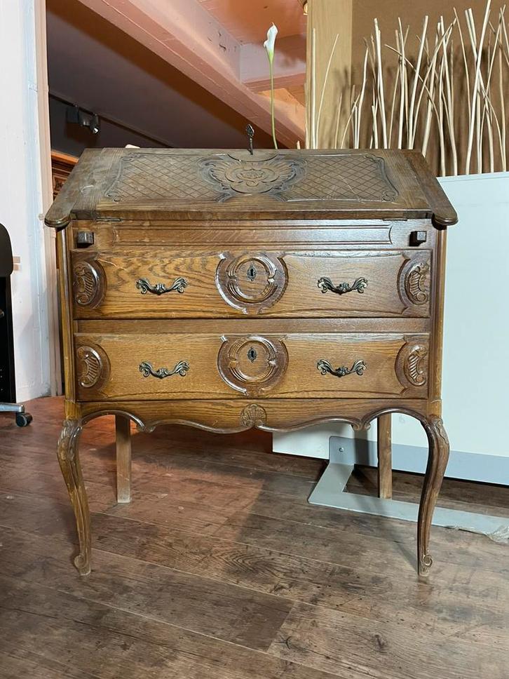 Secrétaire ancien en bois sculpté – style Louis XV, Huis en Inrichting, Kasten | Ladekasten, Zo goed als nieuw, Ophalen
