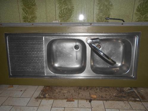 Dubbele pompbak, Doe-het-zelf en Bouw, Sanitair, Zo goed als nieuw, Wastafel, Chroom, Inox, Ophalen