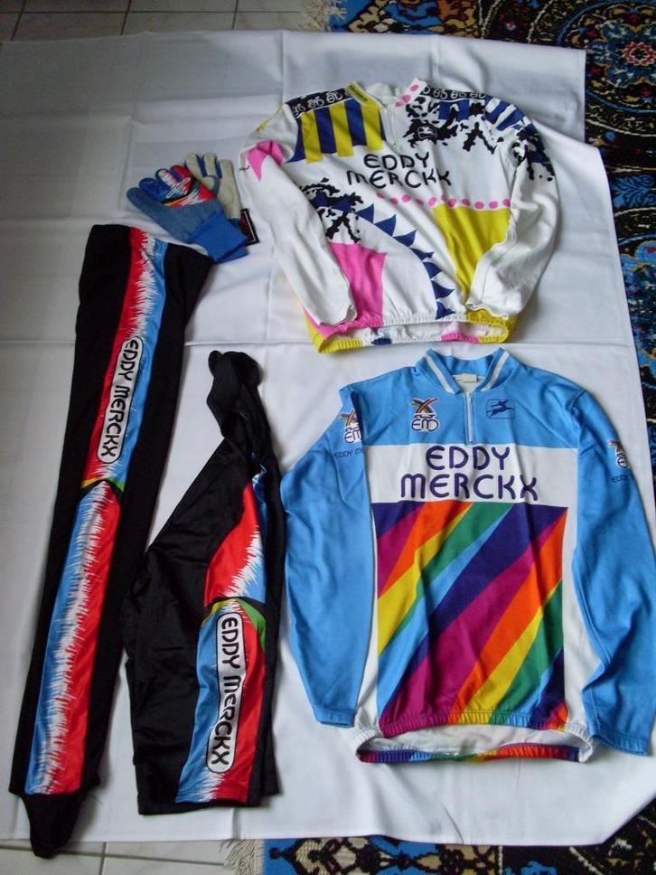 Authentieke retro koersbroek met schouderstuk Eddy Merckx, Fietsen en Brommers, Fietsaccessoires | Fietskleding, Zo goed als nieuw