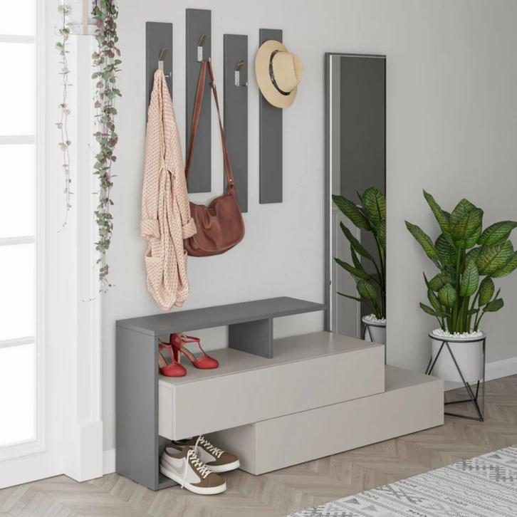 halmeubel schoenenkast + spiegel + kaptstok hangers, Huis en Inrichting, Kasten | Schoenenkasten, Gebruikt, Ophalen