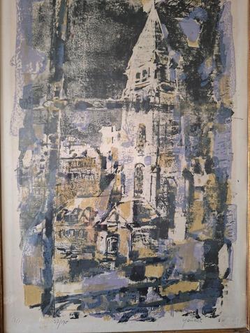 Mooie litho in kleur Jacques Yankel Stadsgezicht  beschikbaar voor biedingen