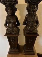 Twee eiken ornamenten eik 19e eeuw., Antiquités & Art, Art | Sculptures & Bois, Enlèvement ou Envoi