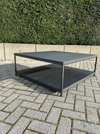 Salontafel eik zwart gebeitst + smeedijzer 110x110cm, Huis en Inrichting, Ophalen, Zo goed als nieuw, Minder dan 50 cm, 100 tot 150 cm