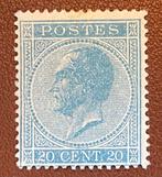 België 1867 Leopold 1 20c blauw, Postzegels en Munten, Ophalen of Verzenden