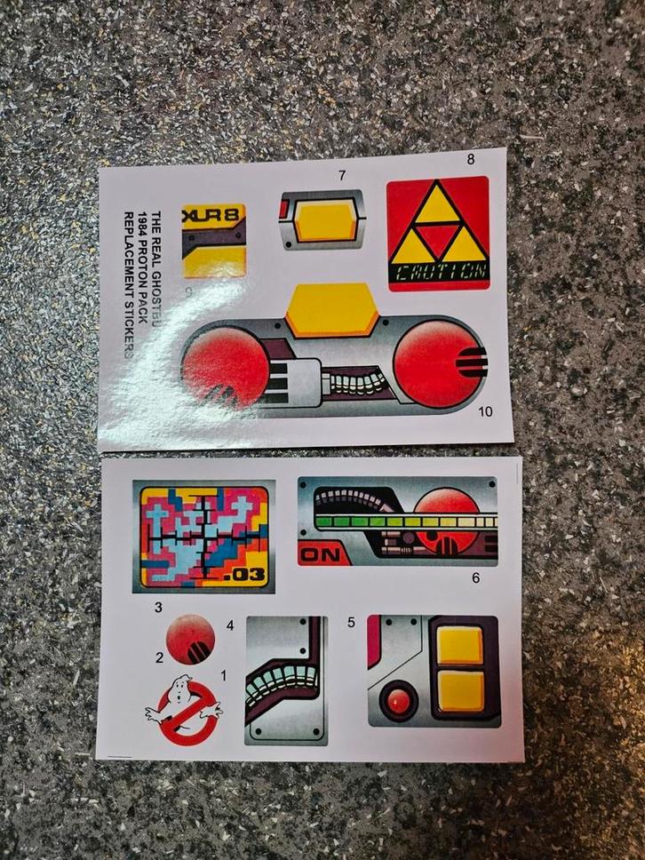 De echte Ghostbusters Proton Pack-stickers, Hobby en Vrije tijd, Stickers en Plaatjes, Zo goed als nieuw, Ophalen of Verzenden