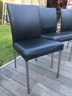 Lederen eettafel stoelen, Ophalen, Gebruikt, Zwart, Leer