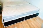 2x bed (90x200) met lattenbodem + matras + lades, Huis en Inrichting, Slaapkamer | Bedden, Ophalen, Zo goed als nieuw