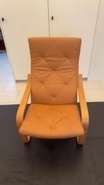 Chaise Ikea avec coussin en similicuir, Bois, Comme neuf, Brun, Enlèvement