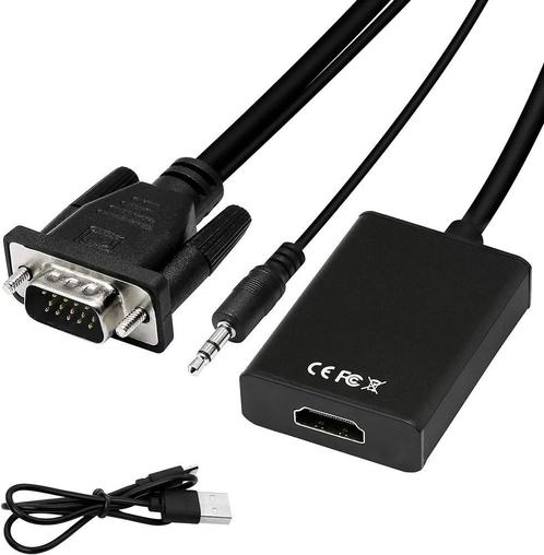 VGA naar HDMI actieve Adapter 1080P VGA Male>HDMI Female, Informatique & Logiciels, Pc & Câble réseau, Neuf, Enlèvement ou Envoi