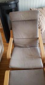 Fauteuil POÄNG Ikea avec repose-pieds 3 pièces beige foncé, Enlèvement, Utilisé, Bois