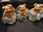 3 figurines de cochon de ballet H 7 cm., Enlèvement ou Envoi