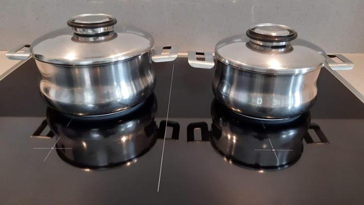 2 kookpotten merk Demeyere, niet voor inductie, Huis en Inrichting, Keuken | Potten en Pannen, Zo goed als nieuw, Keramische plaat