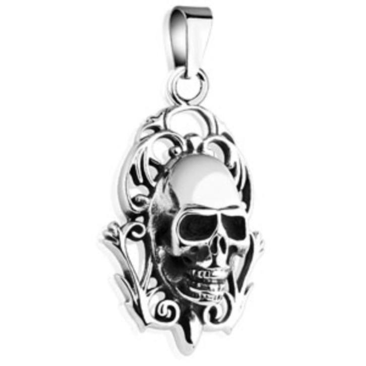 Memento Mori doodshoofd hanger in edelstaal, Handtassen en Accessoires, Kettinghangers, Nieuw, Ophalen of Verzenden