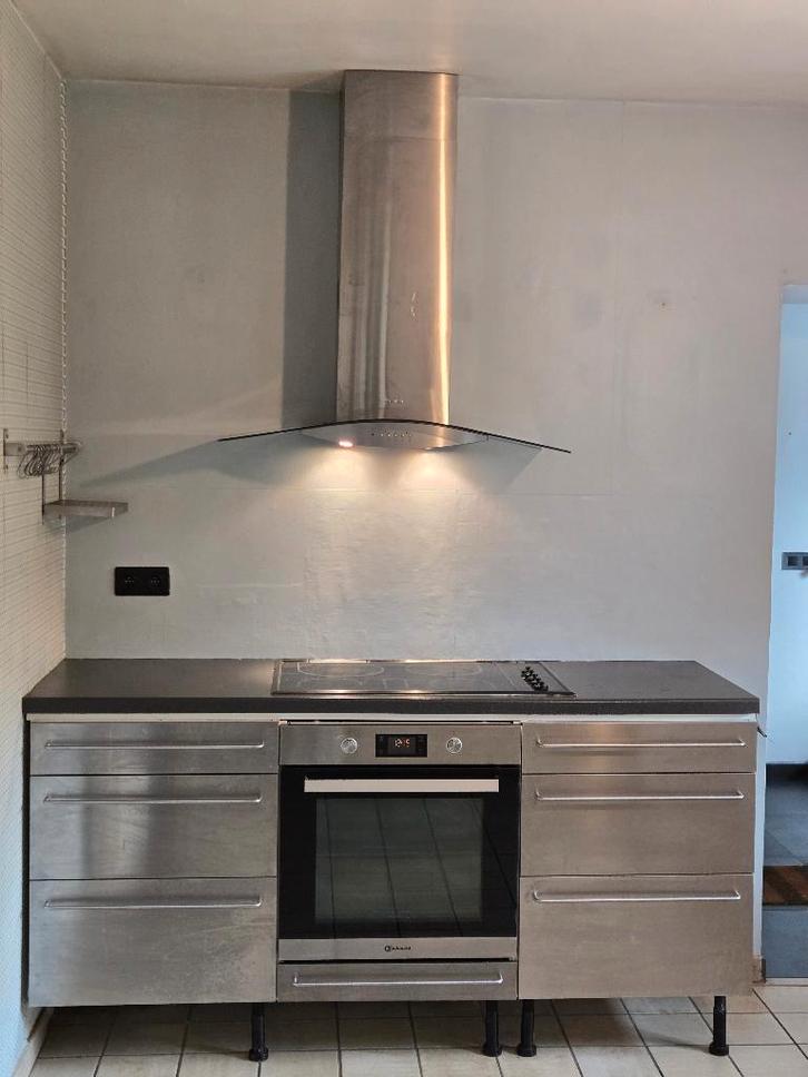 Meubelset + elec fornuis 5 open haarden+oven+afzuigkap Smeg, Huis en Inrichting, Keuken | Keukenelementen, Gebruikt, Minder dan 100 cm