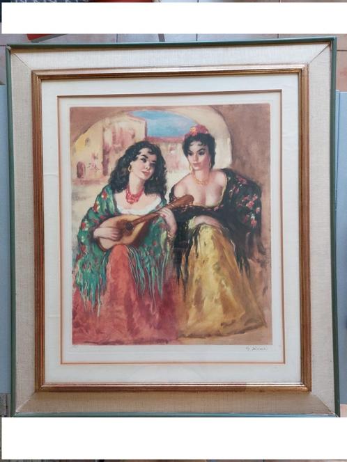 Prachtige litho 'Feèrie Espagnole' G. Nivert 1951 gesigneerd, Antiek en Kunst, Kunst | Litho's en Zeefdrukken, Ophalen