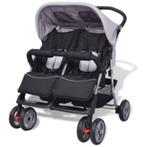 Tweelingwagen /dubbele kinderwagen vidaXL staal grijs en zwa, Kinderen en Baby's, Ophalen, Nieuw, Kinderwagen, Duowagen