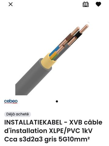 câble xvb 5g10mm2 - 5 mètres, Bricolage & Construction, Enlèvement ou Envoi, Neuf